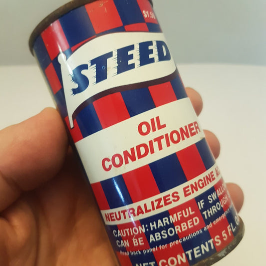 antique steed oil conditioner tin can