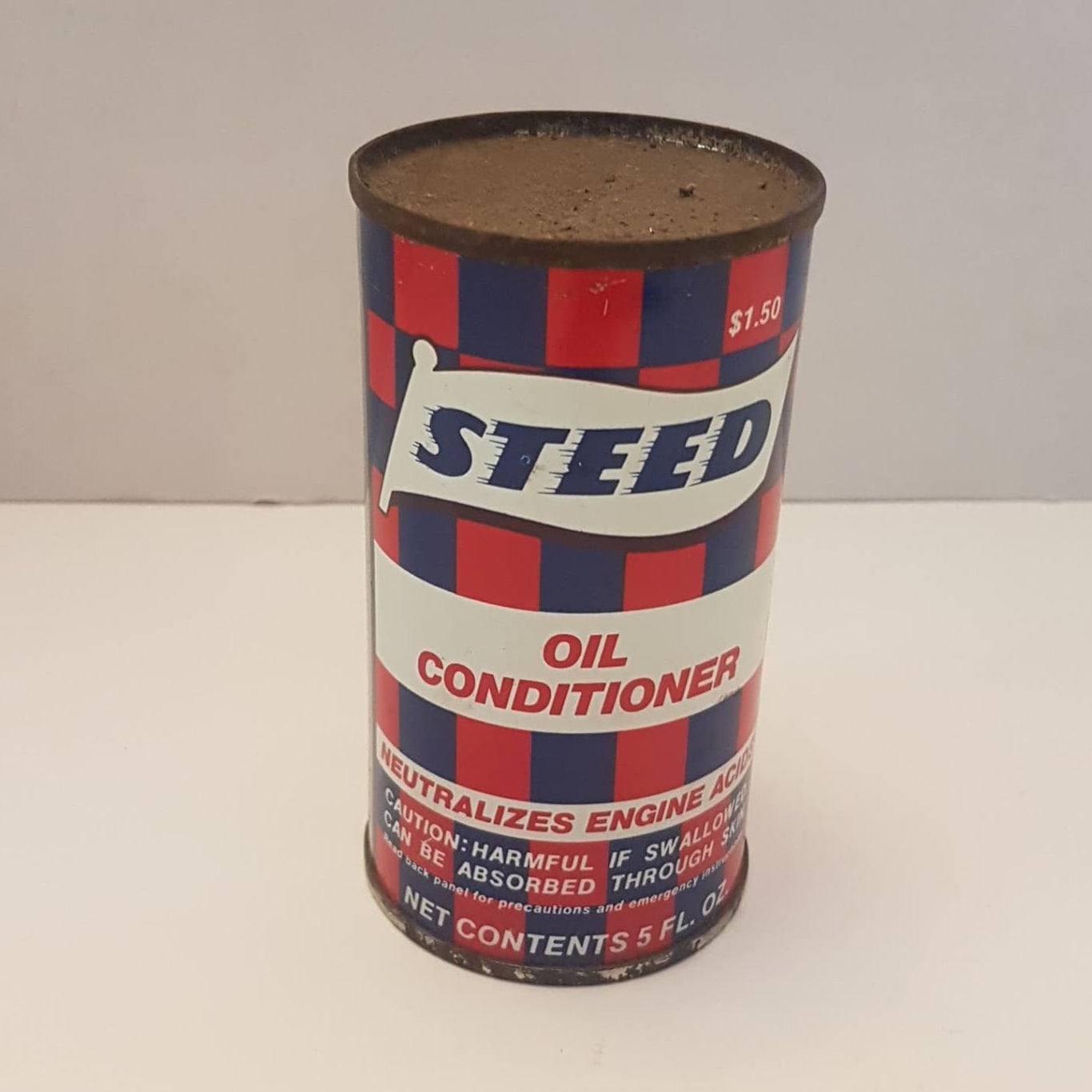 antique steed oil conditioner tin can