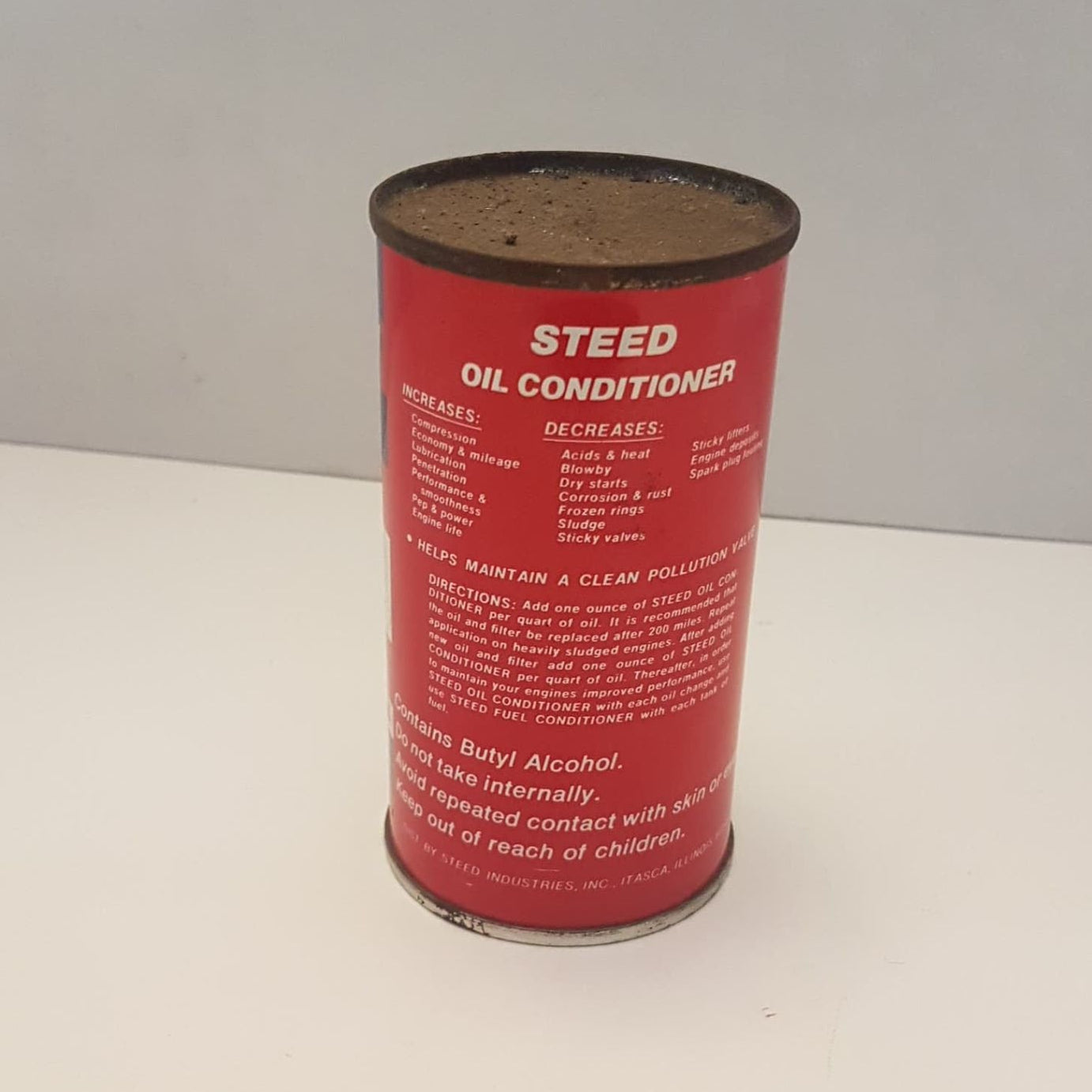 antique steed oil conditioner tin can