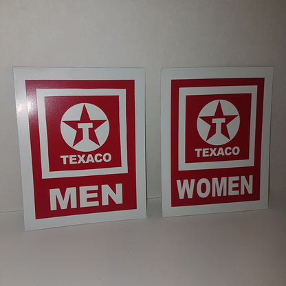 texaco mens and womens metal bathroom restroom toilet sign