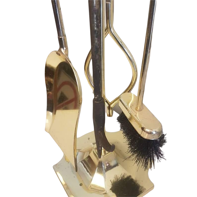 brass wood stove fireplace set