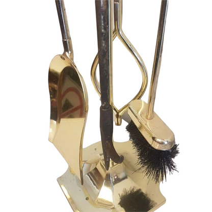 brass wood stove fireplace set