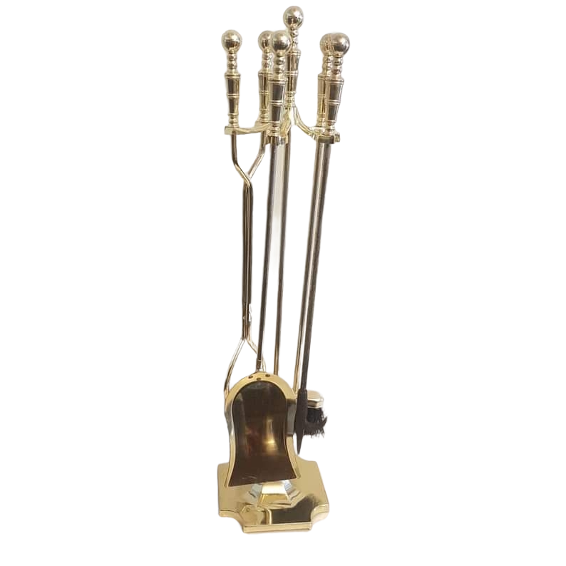 brass wood stove fireplace set
