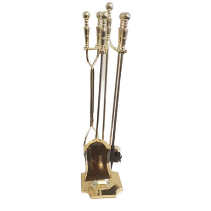 brass wood stove fireplace set