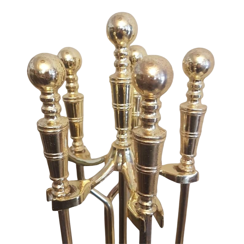 brass wood stove fireplace set