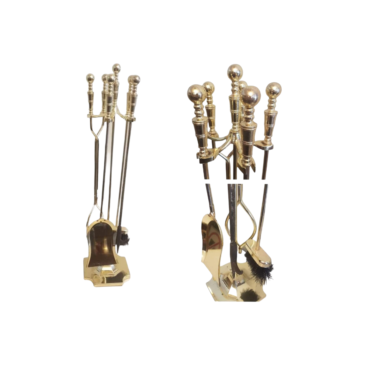 brass wood stove fireplace set