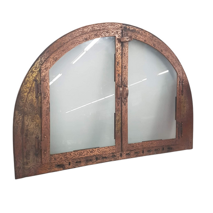 craftsman style arched top fireplace doors