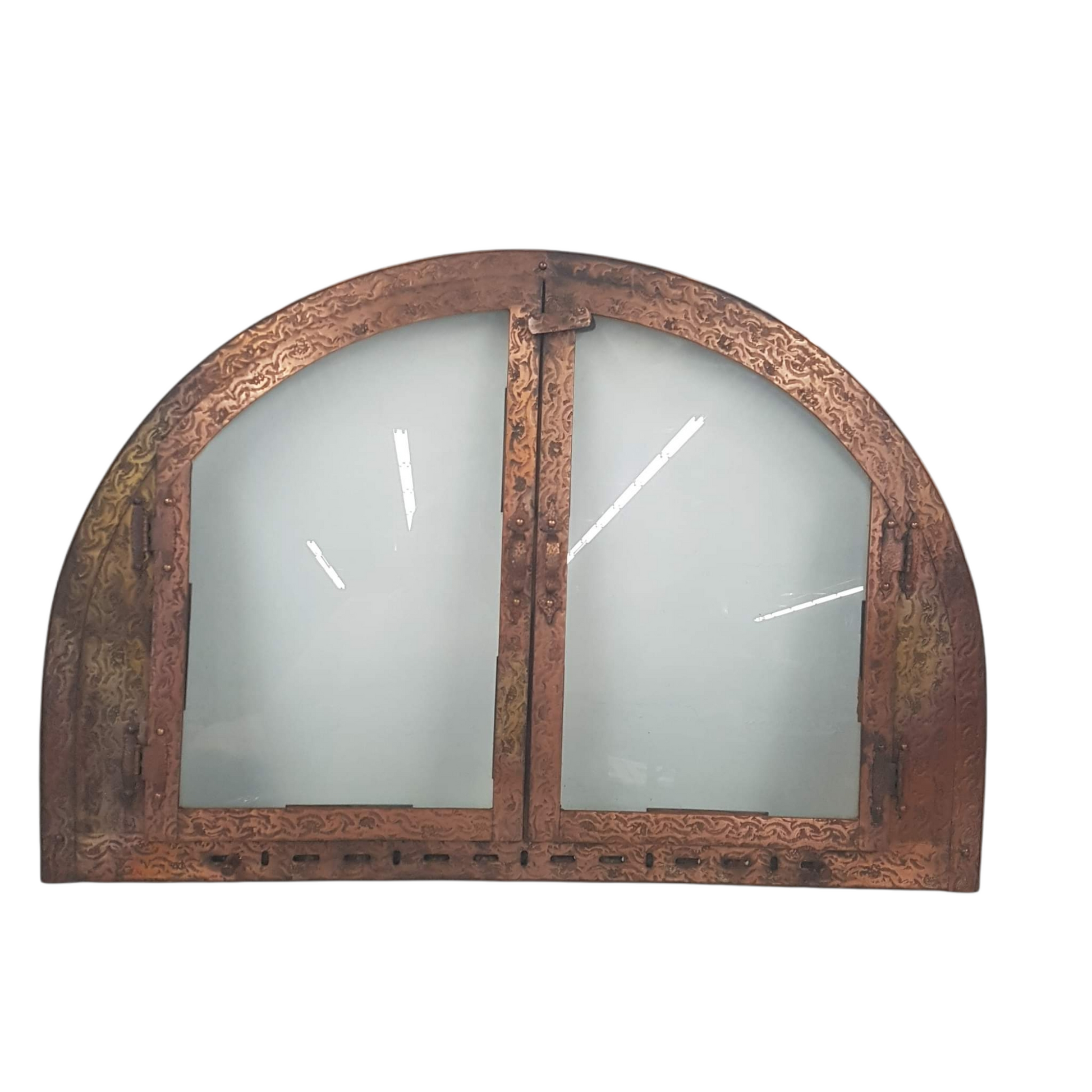 craftsman style arched top fireplace doors