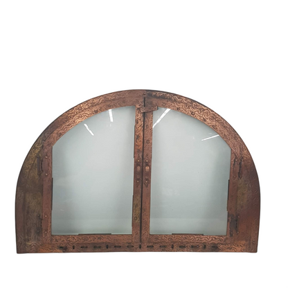 craftsman style arched top fireplace doors