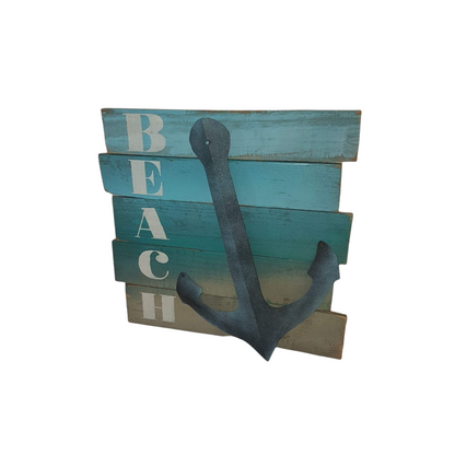 beach sign with metal anchor hand made