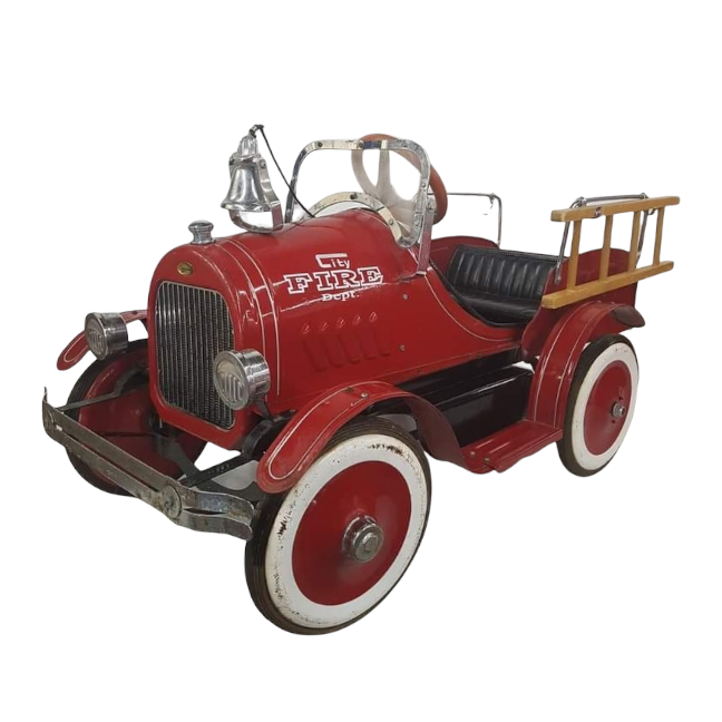 childs tin toy fire truck pedal car