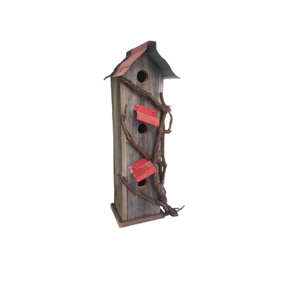 folk-art rustic birdhouse handcrafted urban jungle birdhouse