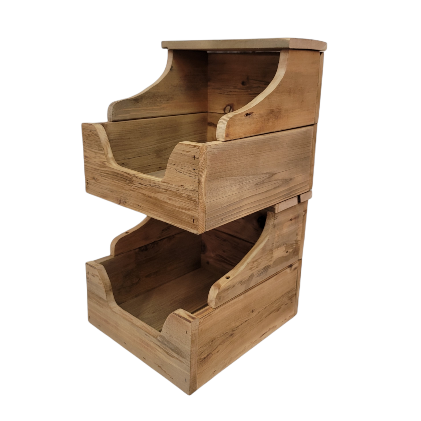 potato bin wooden kitchen food storage container double unit