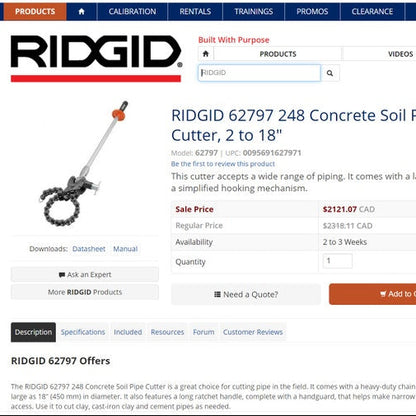 ridgid soil pipe cutter ridgid 206