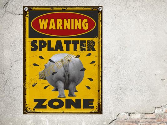 Hippo Splatter Zone Sign Messy Bathroom Sign