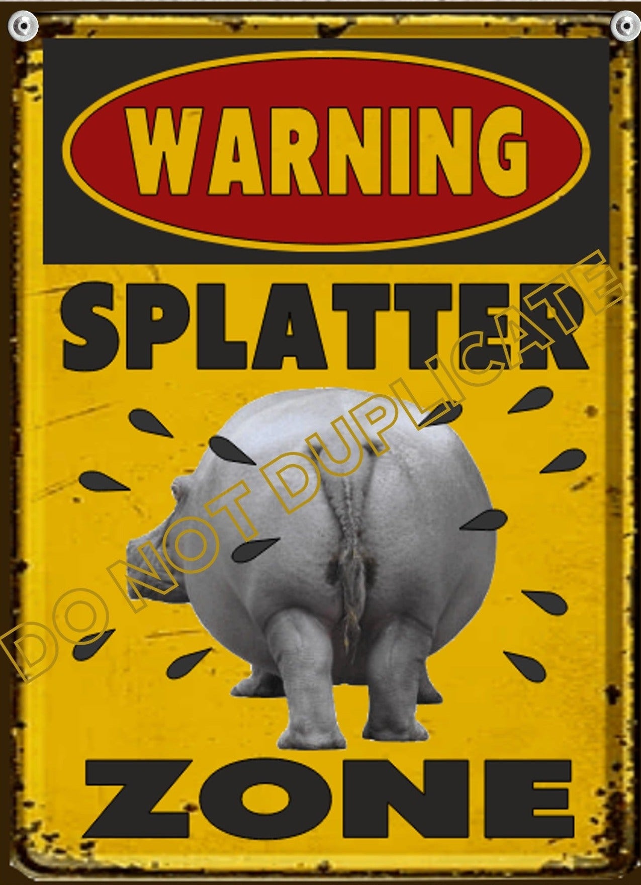 Hippo Splatter Zone Sign Messy Bathroom Sign