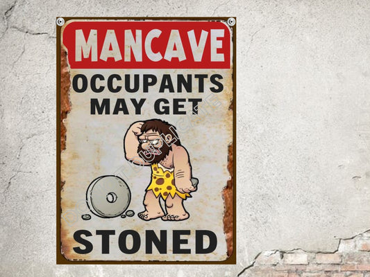 man cave sign occupants may get stoned 420 sign dorm room wall decor