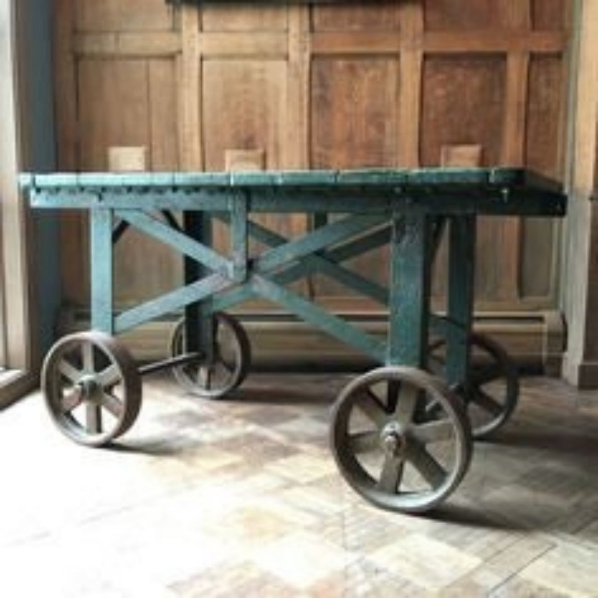 Huge Cast Iron Railway Baggage Cart Wheels -  Hit And Miss Engine Cart Wheels Industrial Factory Cart