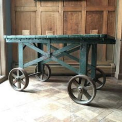 Huge Cast Iron Railway Baggage Cart Wheels -  Hit And Miss Engine Cart Wheels Industrial Factory Cart
