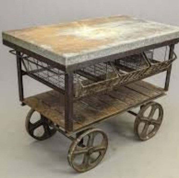 Huge Cast Iron Railway Baggage Cart Wheels -  Hit And Miss Engine Cart Wheels Industrial Factory Cart