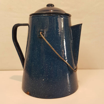 blue granite ware enamelware kettle