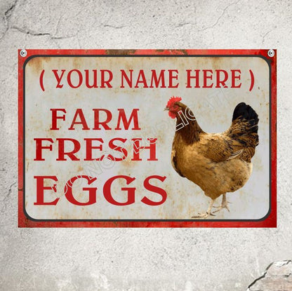 Rustic Fresh Eggs Sign Add Your Name Farmhouse wall Decor