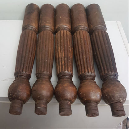 antique hardwood table legs fluted jacobean