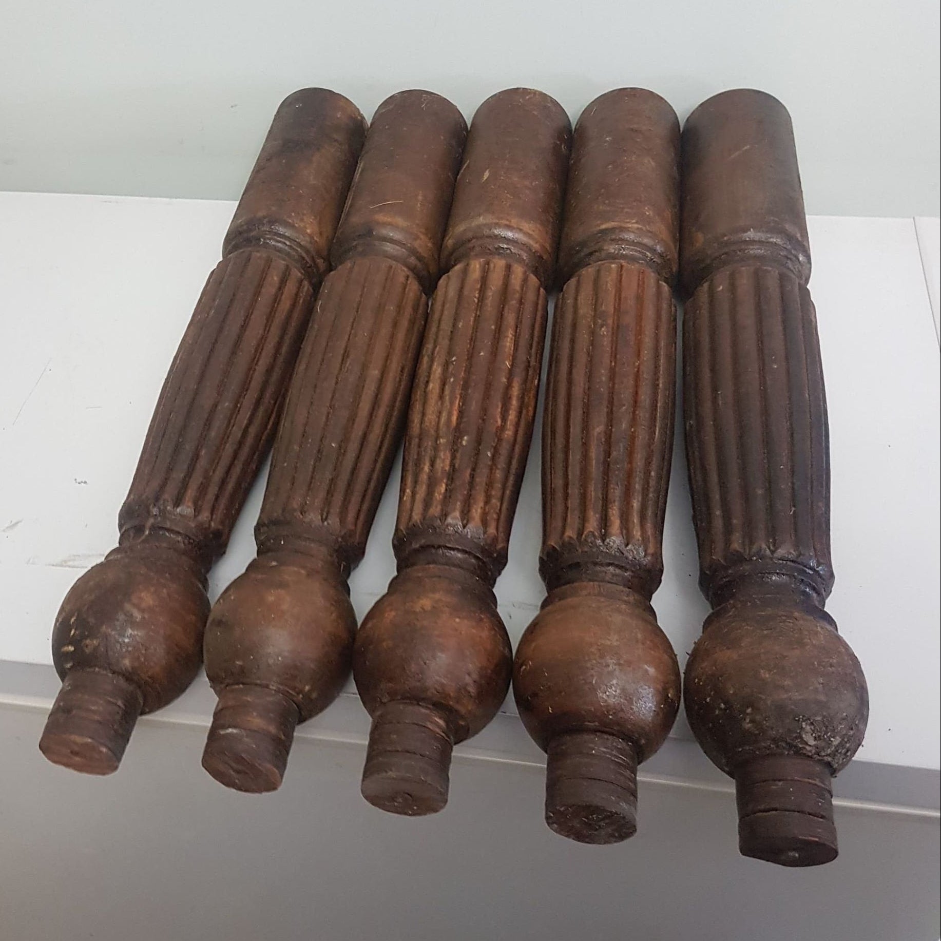 antique hardwood table legs fluted jacobean