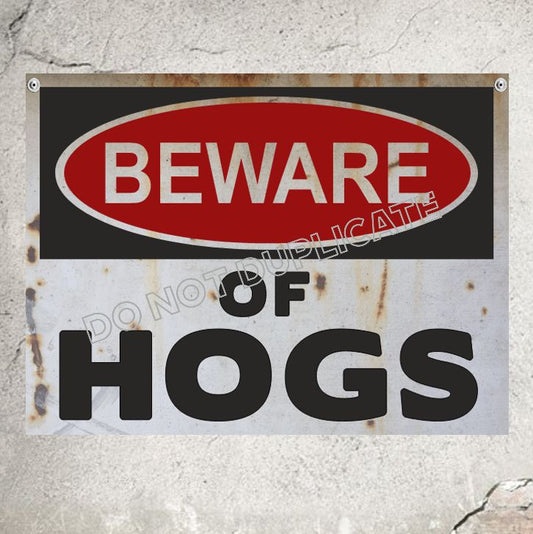 Beware of Hogs Warning Sign Farm Sign Pigs