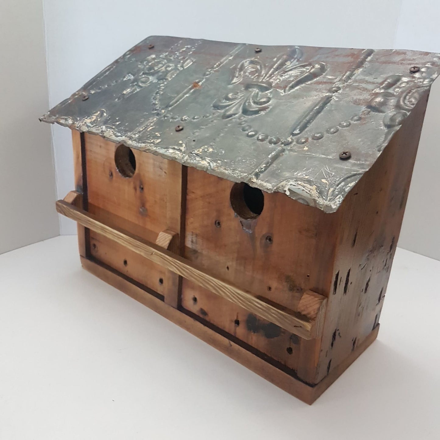 bird house hand built fleur de lys tin roof