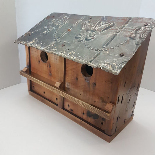 bird house hand built fleur de lys tin roof