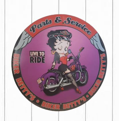 Betty Boop Motorcycle Live To Ride Sign Garage Wall Art