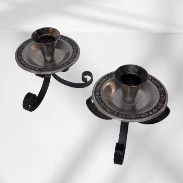 Vintage Mid Century Modern Footed Candle Holders Dining Decor
