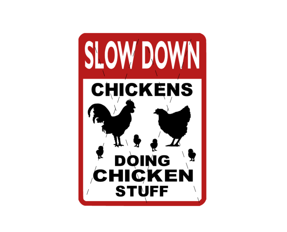 chicken coop signs warning signs slow down chickens doing chicken stuff 3