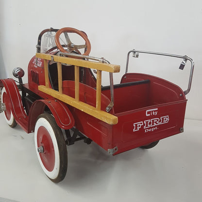 childs tin toy fire truck pedal car