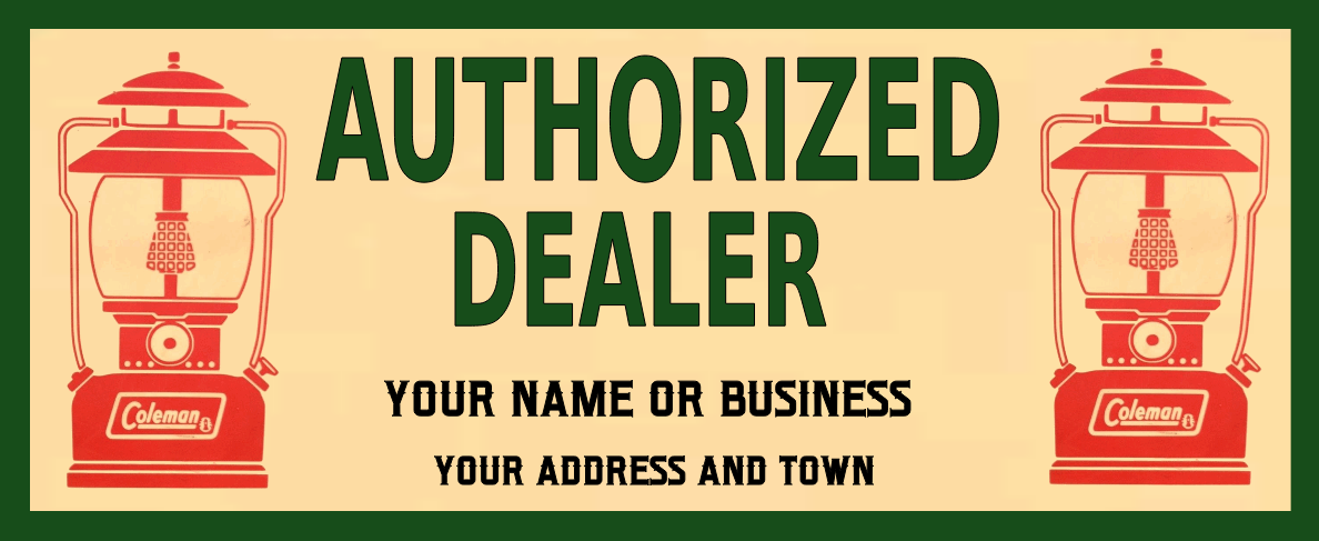coleman dealer trade sign personalised options your name