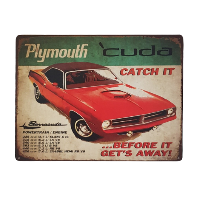 Plymouth Cuda Barracuda Metal Sign