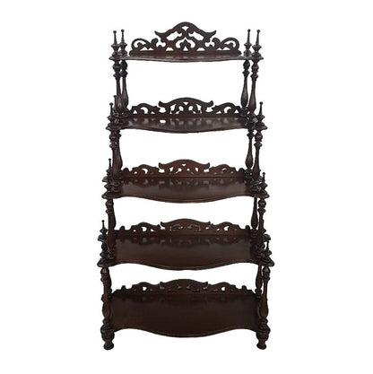 Ornate Victorian Walnut Curio Whatnot Shelf