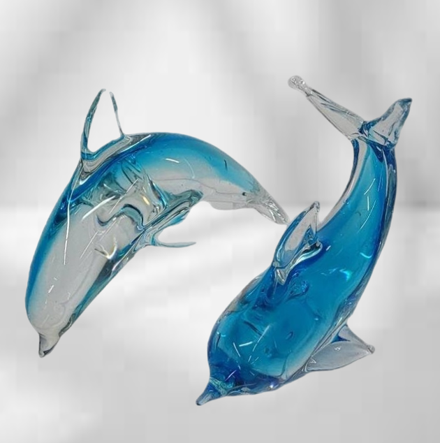 Art Glass Dolphins Vintage Collectible Murano Paper Weights