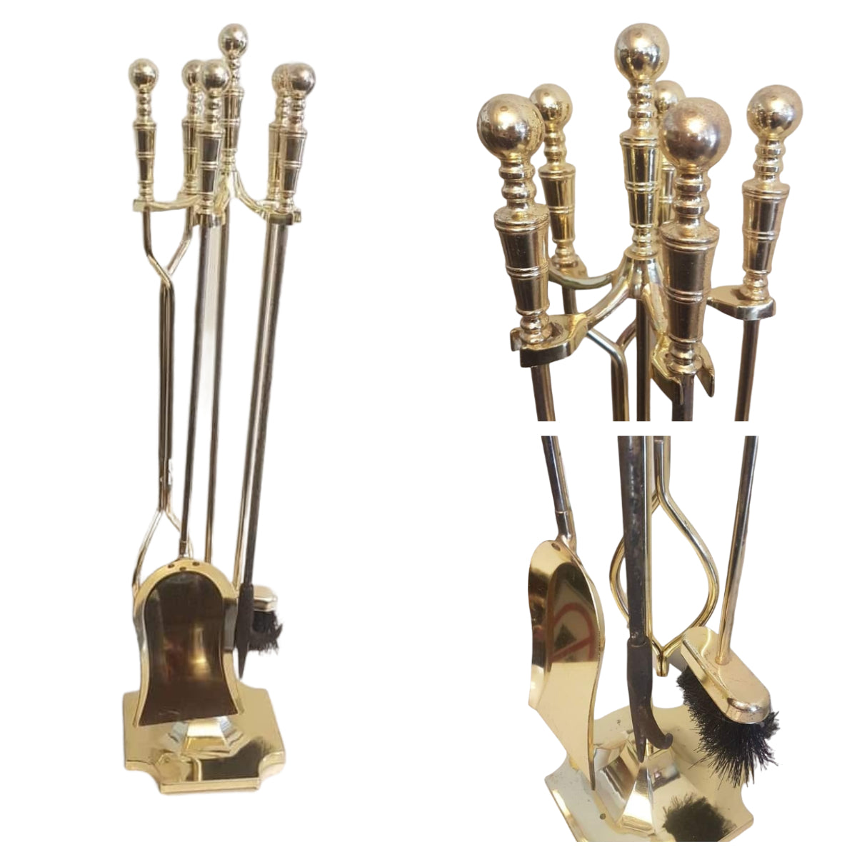 brass wood stove fireplace set