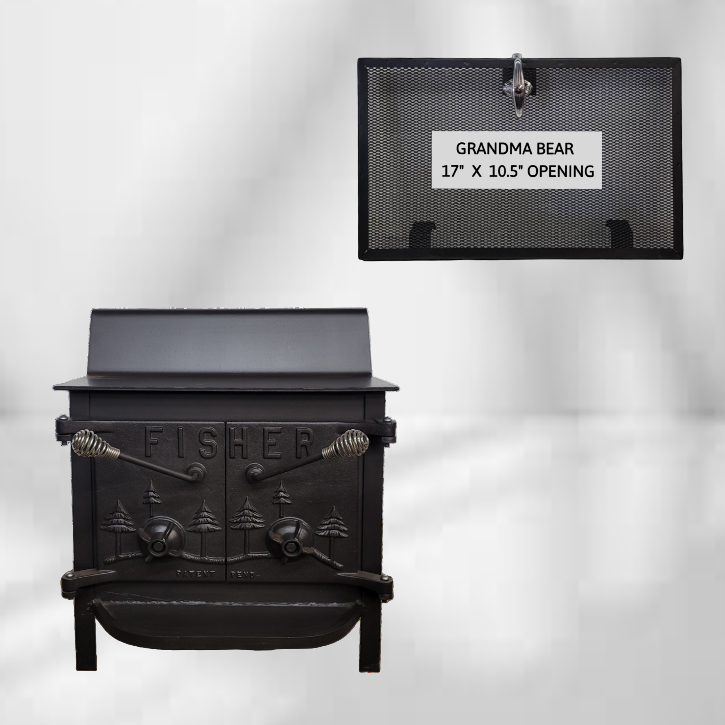 Grandma Bear Fisher Wood Stove Rear Chimney