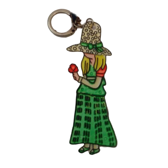 Flower Girl In A Green Dress Keychain