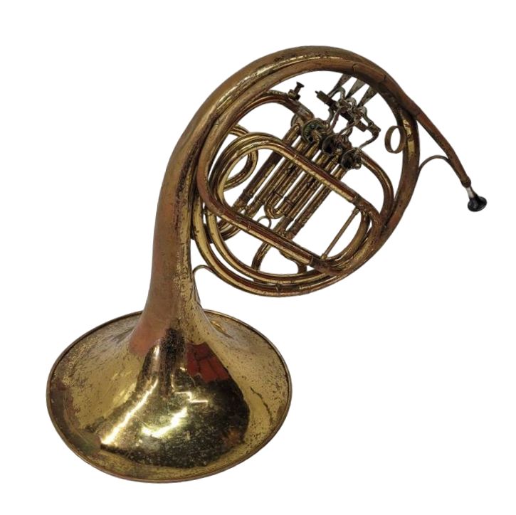 Antique French Horn In Original Case