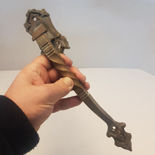 ornate gothic salvage solid bronze door handle jacobean / barley twist