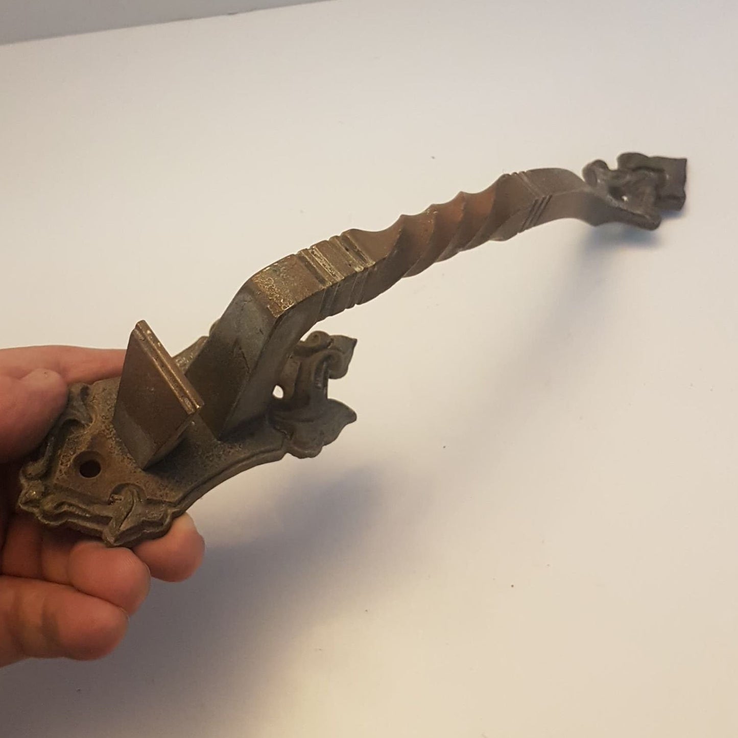 ornate gothic salvage solid bronze door handle jacobean / barley twist
