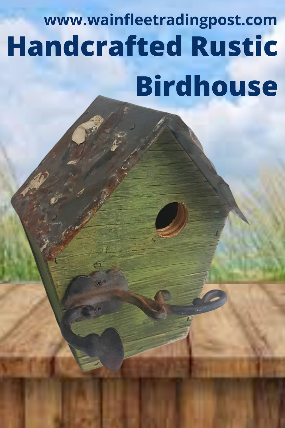 rustic bird house hand built fleur de lys tin roof