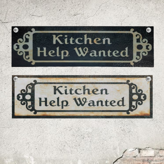 Kitchen Help Wanted Sign Rustic Kitchen Decor