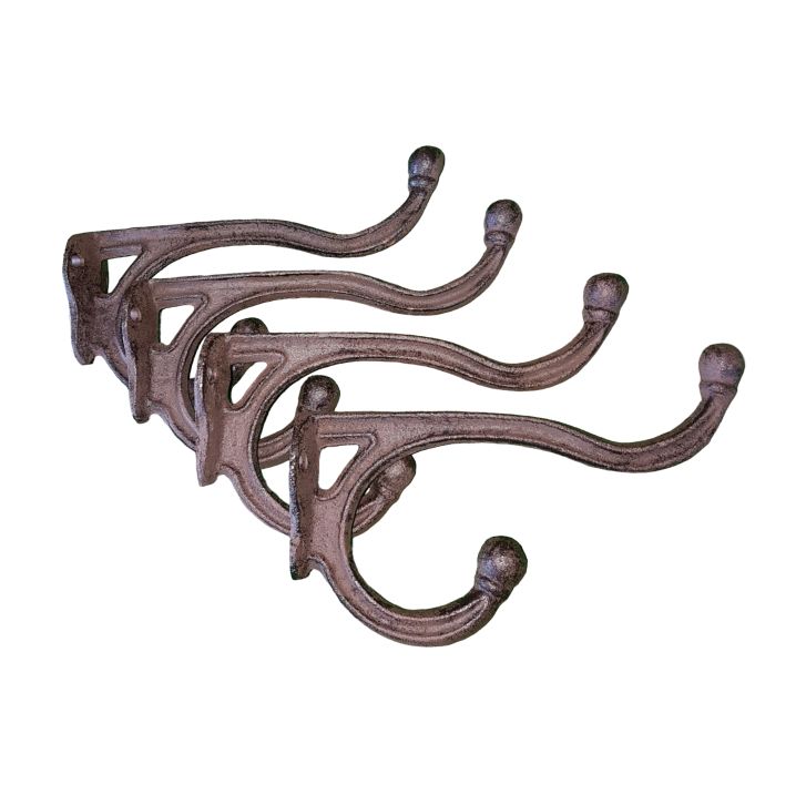 Extra Large Cast Iron Hooks Closet Coat Hangers Set of 4