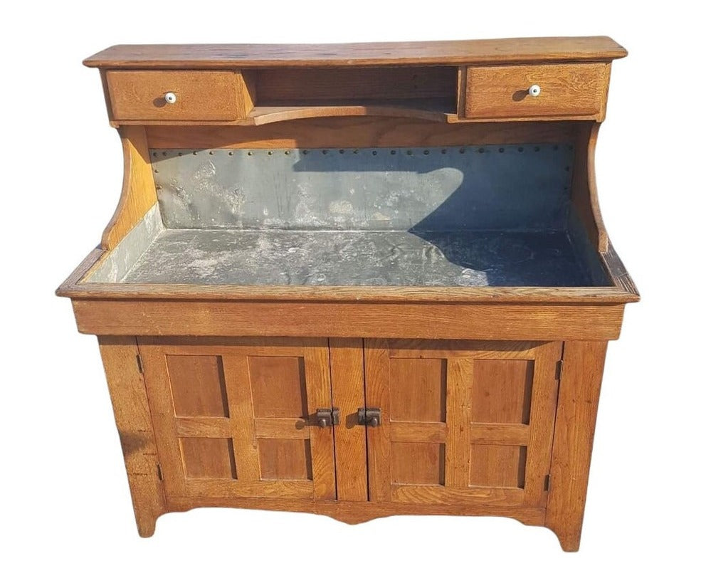 primitive dry sink with rare upper drawers and shelf