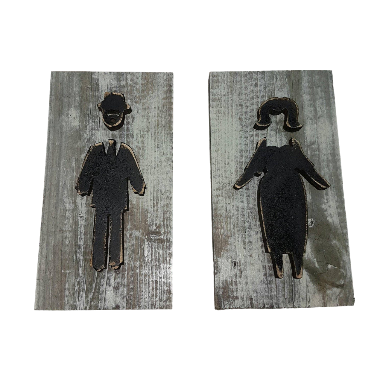 Mens And Womans Bathroom Restroom Signs Wooden Figures Handmade